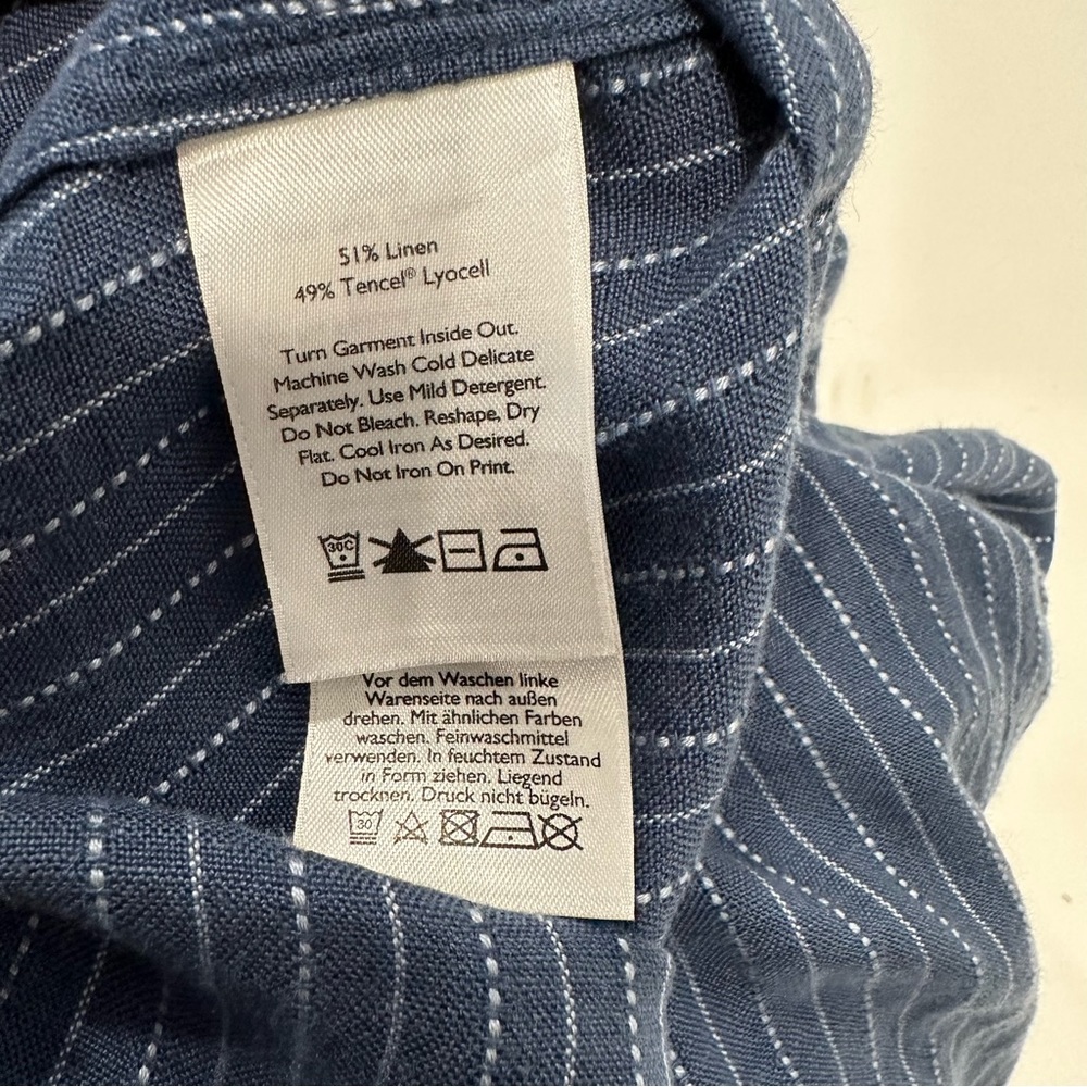 Eddie Bauer Navy Blue Pinstripe Peasant Tunic - Picture 9 of 10